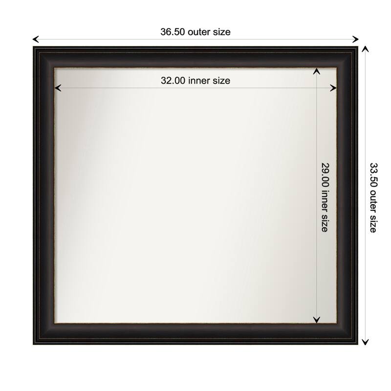 Trio Oil Rubbed Bronze Framed Non-Beveled Custom Wall Mirror, Bathroom Vanity Mirror - Outer Size: 36.5 x 33.5