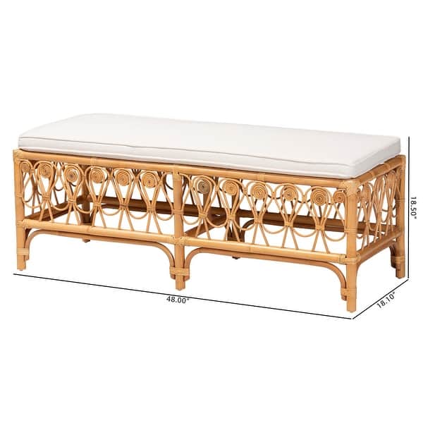 bali & pari Ibiza Modern bohemian Natural Brown Rattan Bench - Bed Bath ...