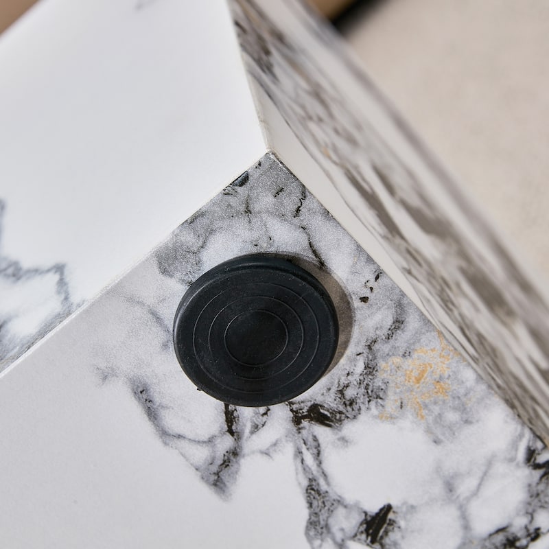 GDFStudio Kaelthas Wood Cube Coffee Table with Marble Texture