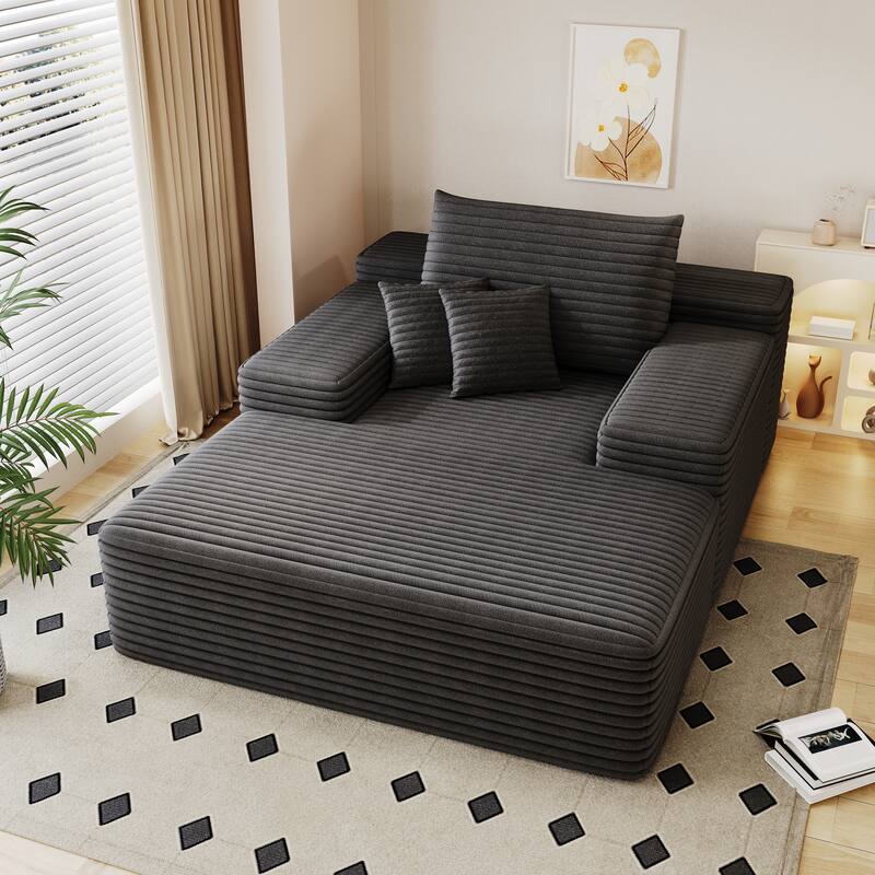 51.2″ Corduroy 2-Seater Cloud Sofa with 600 lb Capacity & Ergonomic Pillows, No Assembly
