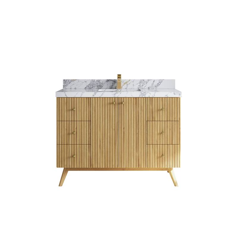 Willow Collections 48 in. W x 22 in. D Pasadena Solid Teak Single Sink Bathroom Vanity with Countertop