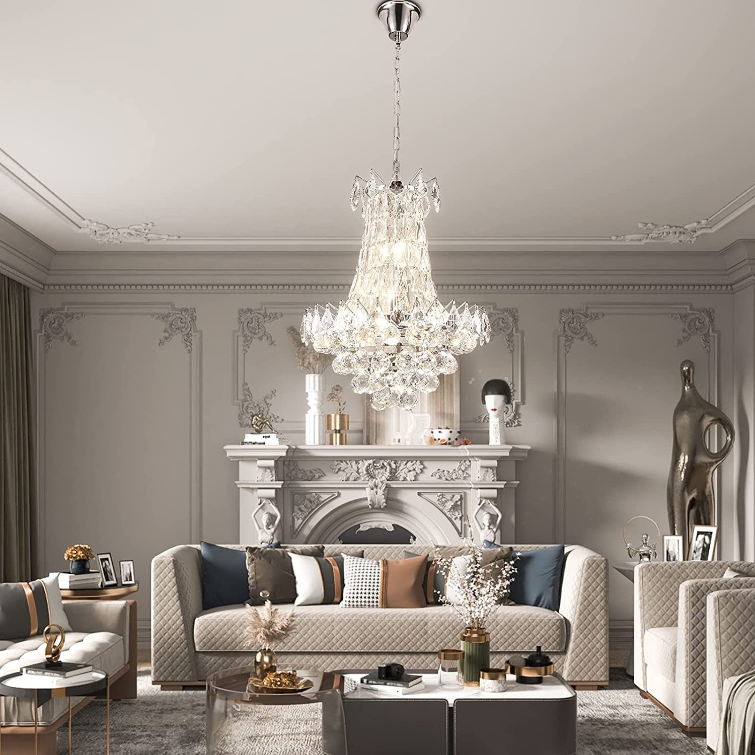 Maxax 6 - Light Unique / Statement Empire Chandelier with Crystal Accents