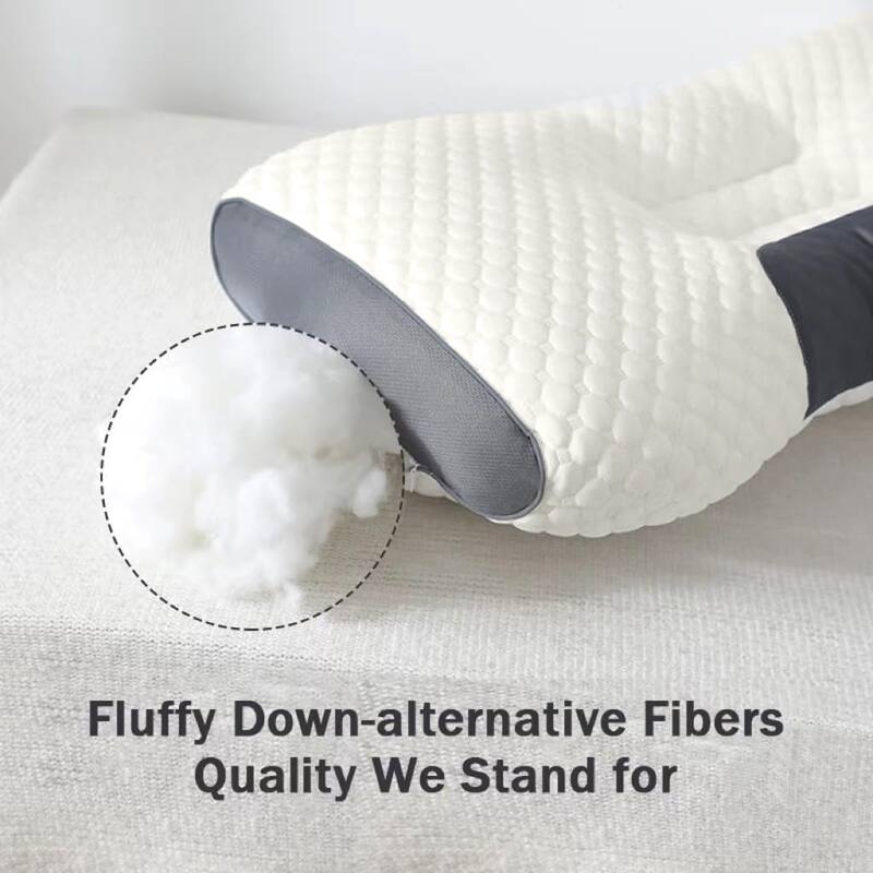 Set of 2 Neck Pillow, Standard Bed Pillow, Adaptive Pillows for Neck Pain Relief，Medium Firm Pillows for Side,Back - Beige
