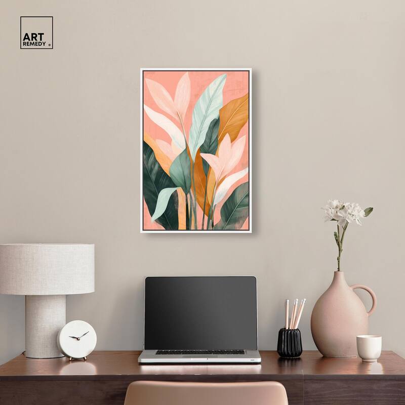 Peach and Palm Canvas by Art Remedy