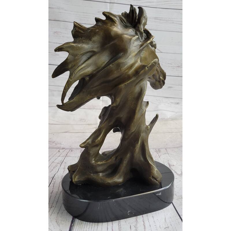 Abstract Imitative Horse Bust Bronze Statue Sculpture Modern Art Original Equestrian Decor 12 Inches X 9 Inches