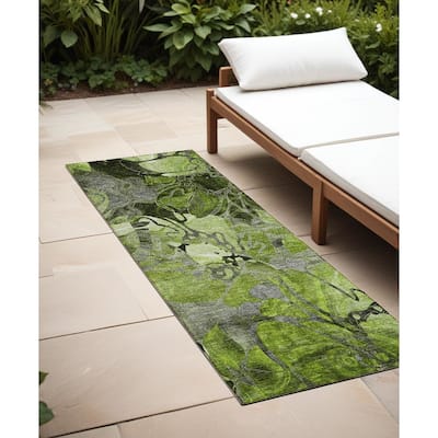Jari Botanic Elegance Weather Resistant Versatile Elegance Runner Outdoor Rug - 8' Runner