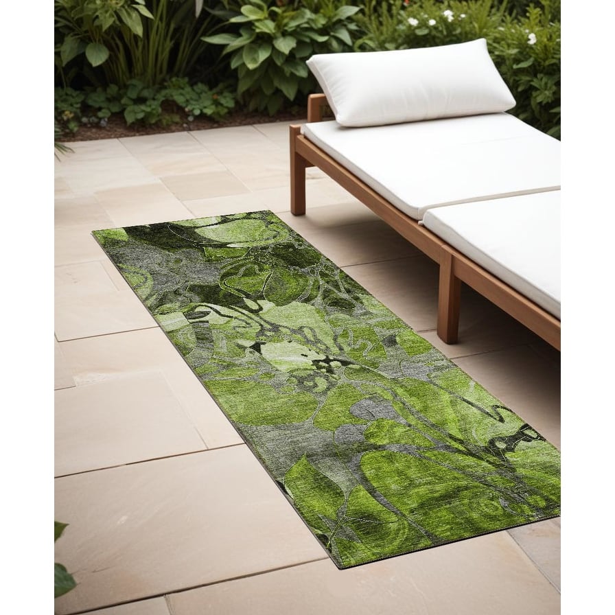 Jari Botanic Elegance Weather Resistant Versatile Elegance Runner Outdoor Rug - 8' Runner