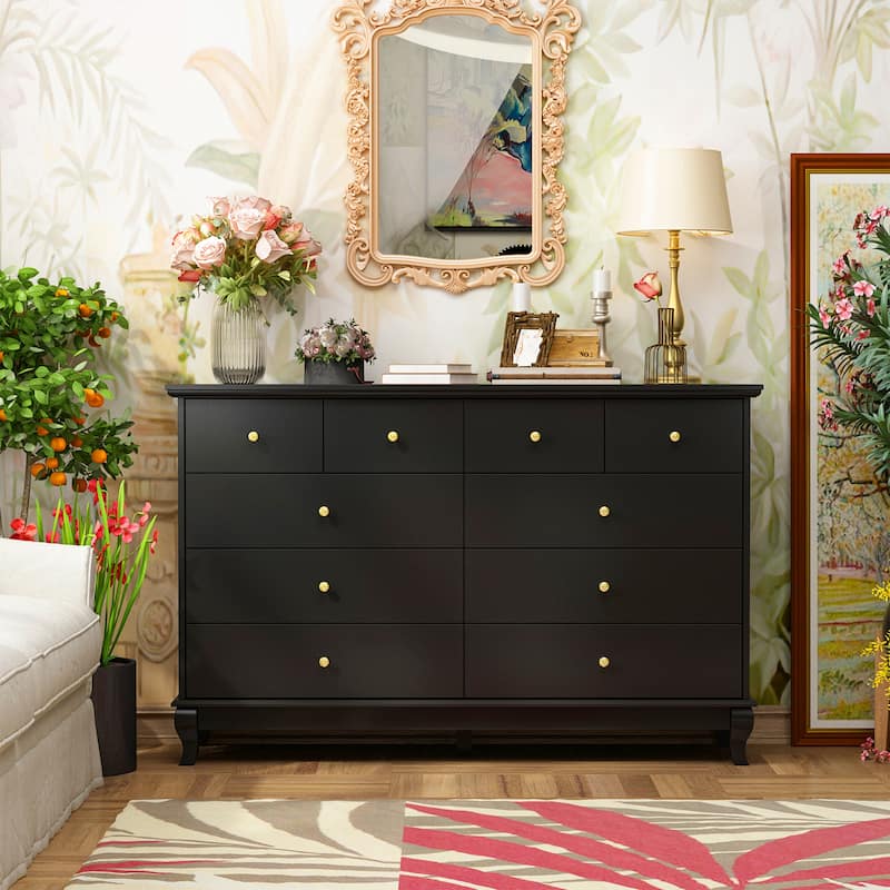 Lacquer Dresser 55.1"Wide Storage Chest Storage Dresser Bedroom