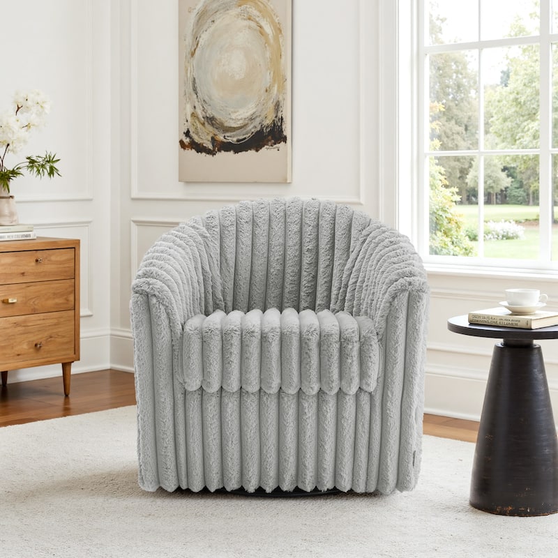 Modern Cotton Flannel Swivel Accent Chair Plush Barral Chair