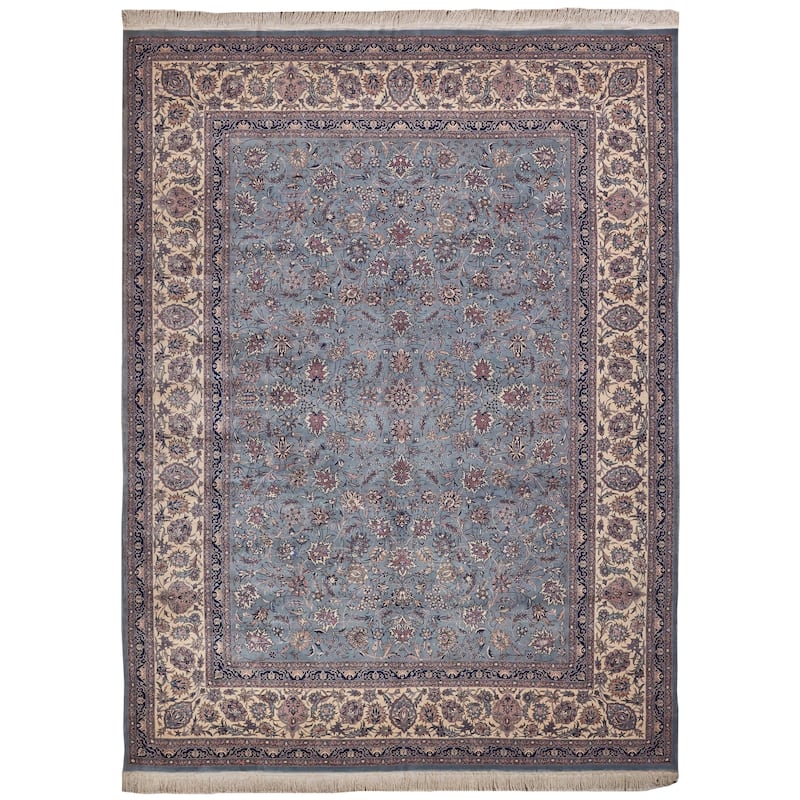 EXQUISITE RUGS ONE-OF-A-KIND Super Fine Isfahan Hand Knotted Lilac/Beige Rug - 9'2"x12'3"