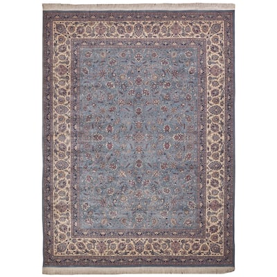 EXQUISITE RUGS ONE-OF-A-KIND Super Fine Isfahan Hand Knotted Lilac/Beige Rug - 9'2"x12'3"