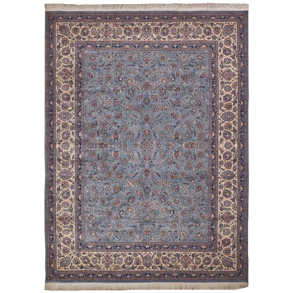 EXQUISITE RUGS ONE-OF-A-KIND Super Fine Isfahan Hand Knotted Lilac/Beige Rug - 9'2"x12'3"