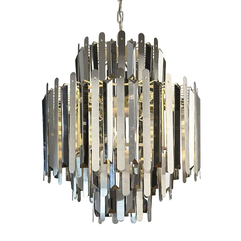 9/10-Light Luxury Stainless Steel Chandelier with Crystal Accents