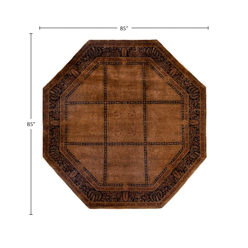 Overdyed One-of-a-Kind Hand-Knotted Octagon Area Rug - Brown - 7' 1" x 7' 1"