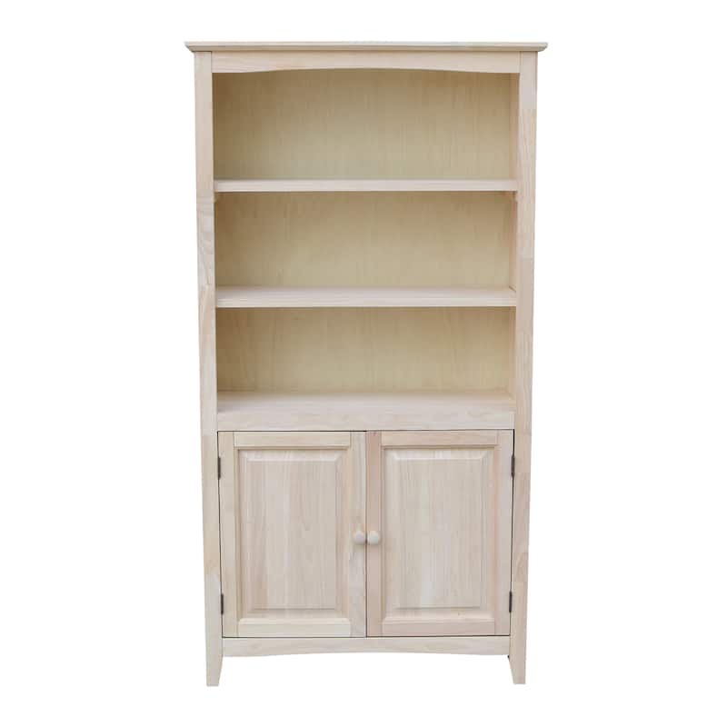 Solid Wood 60" Shaker Bookcase - Unfinished