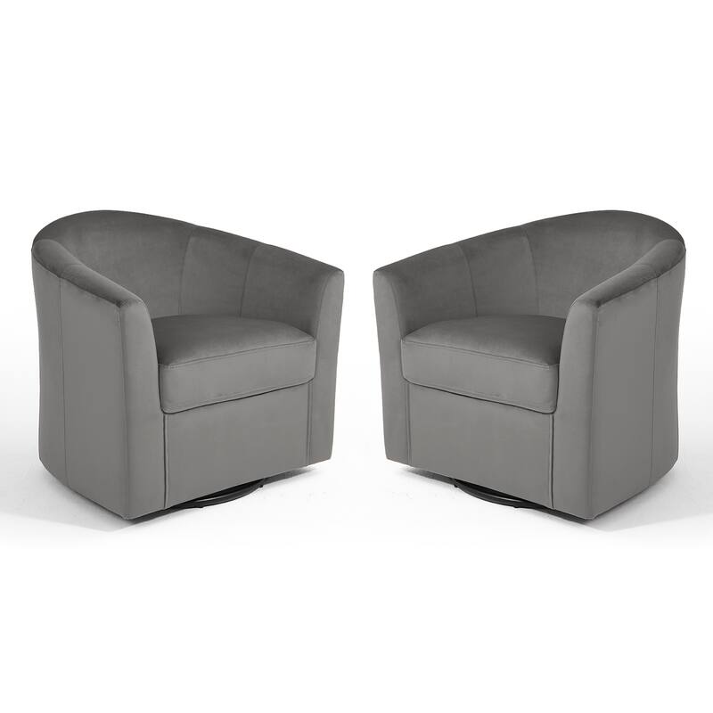 Set of 2 Velvet Swivel Accent Chairs Barrel Chairs with Plush Cushion