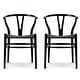 preview thumbnail 16 of 32, Farmhouse Dining Chairs Organic Round Arms Y-back Wood with Woven Black Seats For Kitchen Hotel Restaurants (Set of 2) Black
