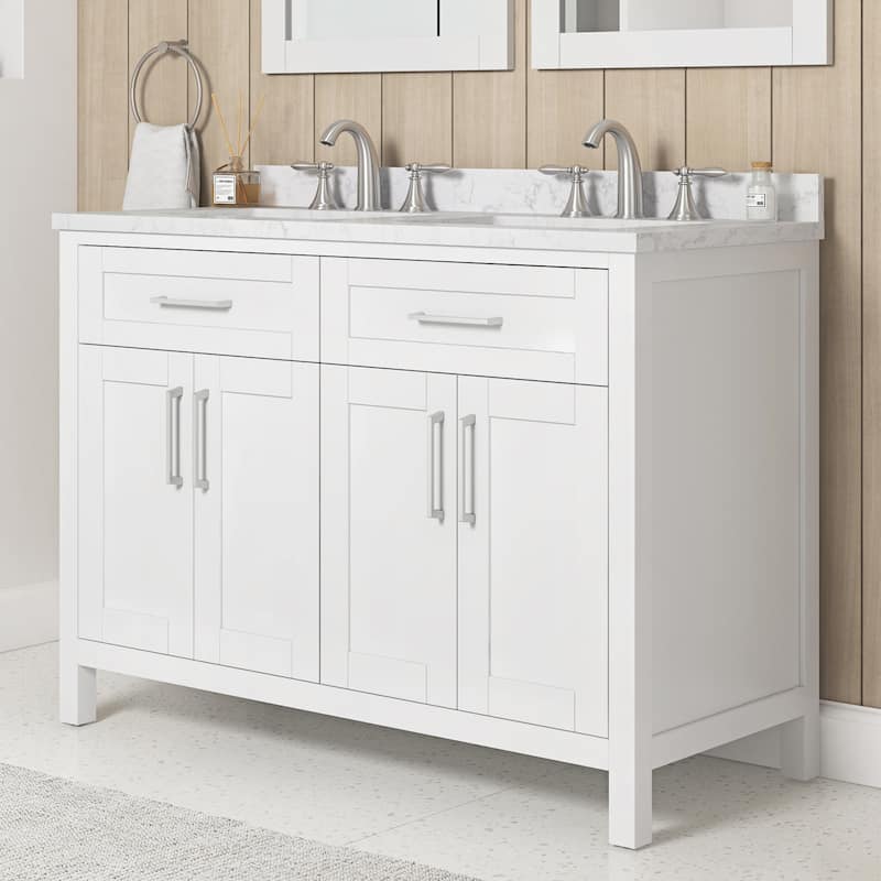 OVE Decors Tahoe 48 in. Double Sink Bathroom Vanity in Brushed Almond Latte