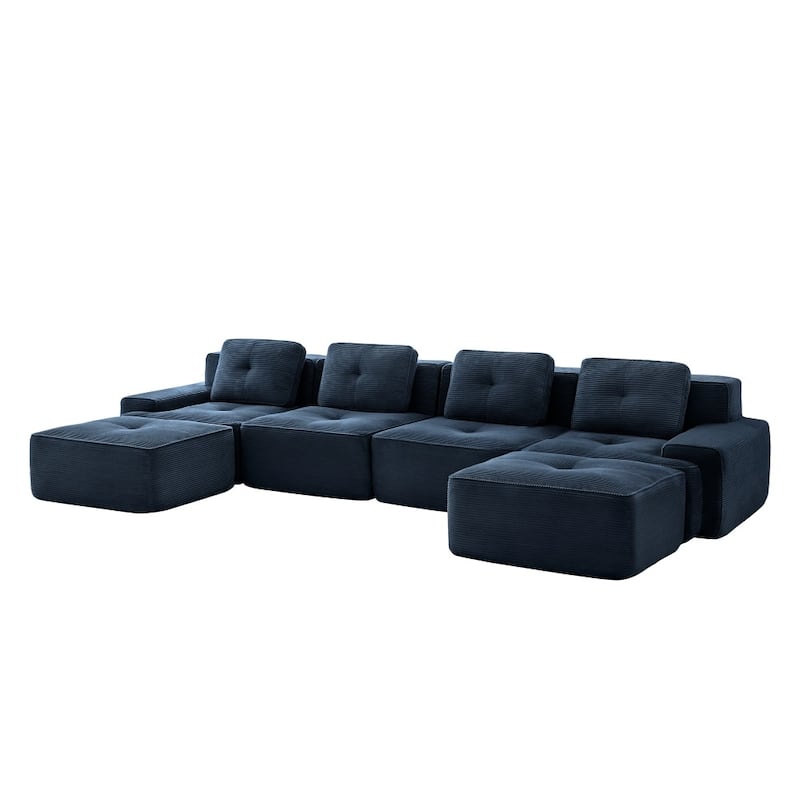 152.8" Modern U-Shaped Modular Anti-slip Design Sectional Sofa with 2 Ottomans
