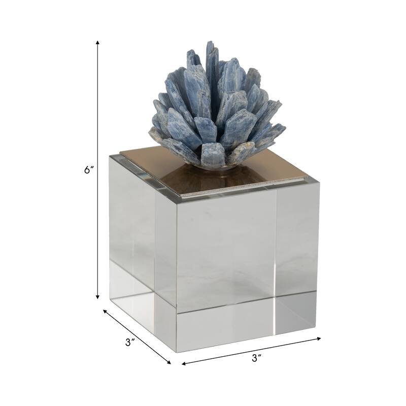 Sagebrook Home Julia Blue Stone Crystal Block, Perfect for Decor