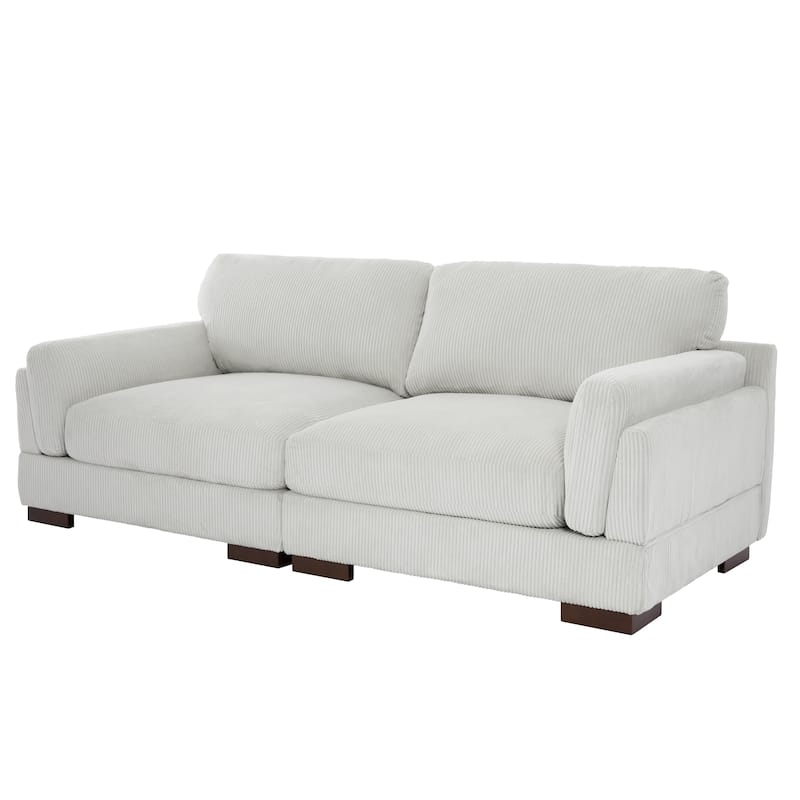 Modern 2 Seater Corduroy Arm Loveseat Sofa