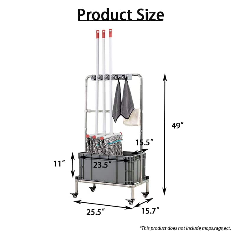 Multi-Function Stainless Steel Mop Bucket Set with Drain Hose and Foldable Hooks