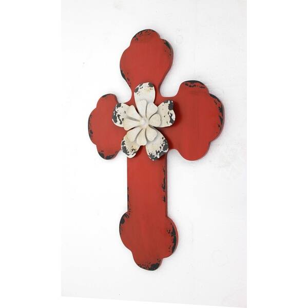 Shop Rustic Red Cross Wooden Wall Decor Overstock 24244423