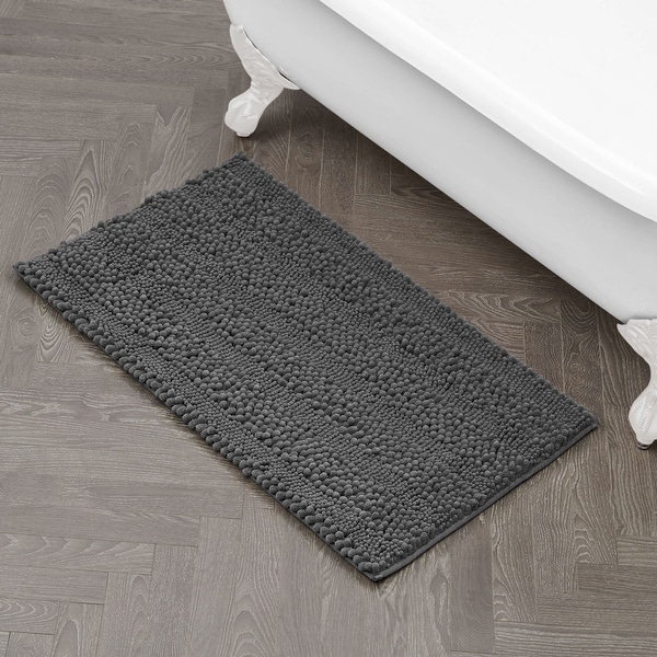 Laura Ashley Astor Chenille Bath Mat with TPR Backing - Bed Bath