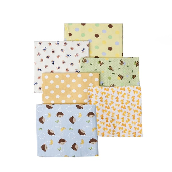 slide 2 of 8, Cozy Line 6-Pack Pink Blue Yellow Green Duck Monkey Bear Sports Dot Boy Girl Unisex Baby Cotton Flannel Receiving Blankets