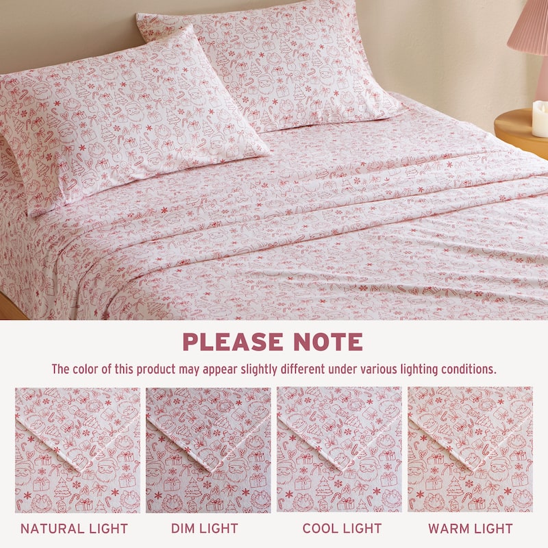 Intelligent Design Cozy Soft Cotton Flannel Printed Sheet Set