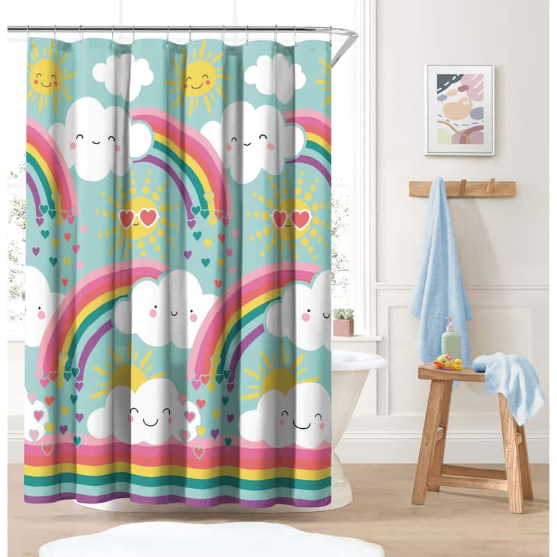 Dream Factory Rainbow Flare Shower Curtain - Teal