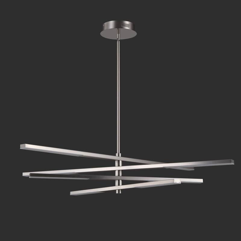 SAFAVIEH Couture Adolfine Metal Adjustable Led Chandelier - 48 In. W x 48 In. D x 17/47 In. H - Nickel