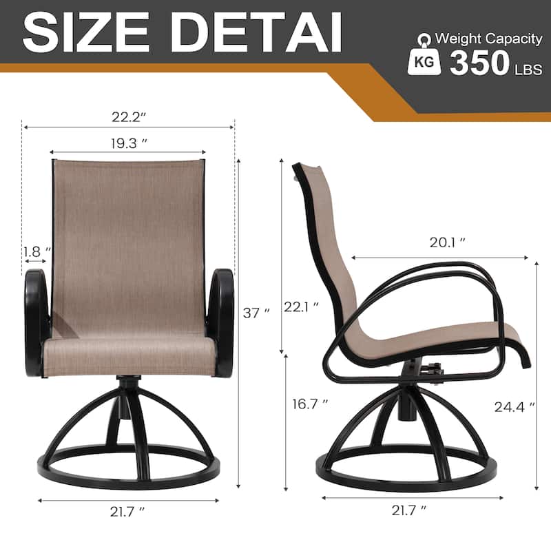 7/9PC Outdoor Patio Aluminum Dining Table with Sunbrella Swivel Dining Chairs Sunbrella Umbrella Hole