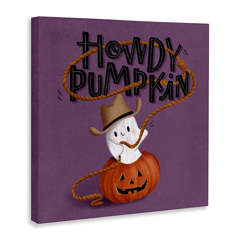 Stupell Howdy Pumpkin Western Ghost Canvas Wall Art Design By Sarah Hickman