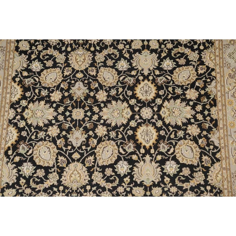 Wool/ Silk Floral Oriental Tabriz Vegetable Dye Area Rug Hand-knotted - 6'1" x 9'1"