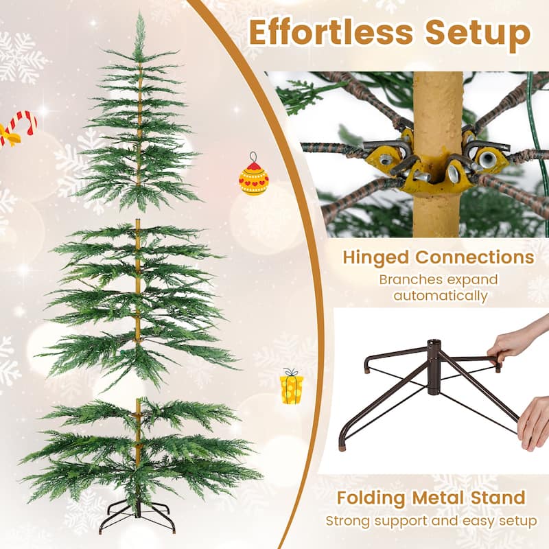 Costway 6.5 FT/7.5FT Pre-Lit Christmas Tree Hinged with 470/612 PE