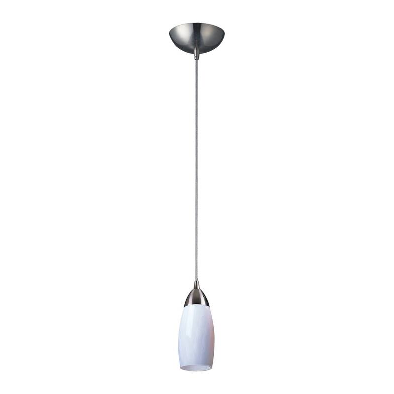 Elk Home Milan Satin Nickel With Multicolored Glass 1 Light Pendant - Simple White Glass