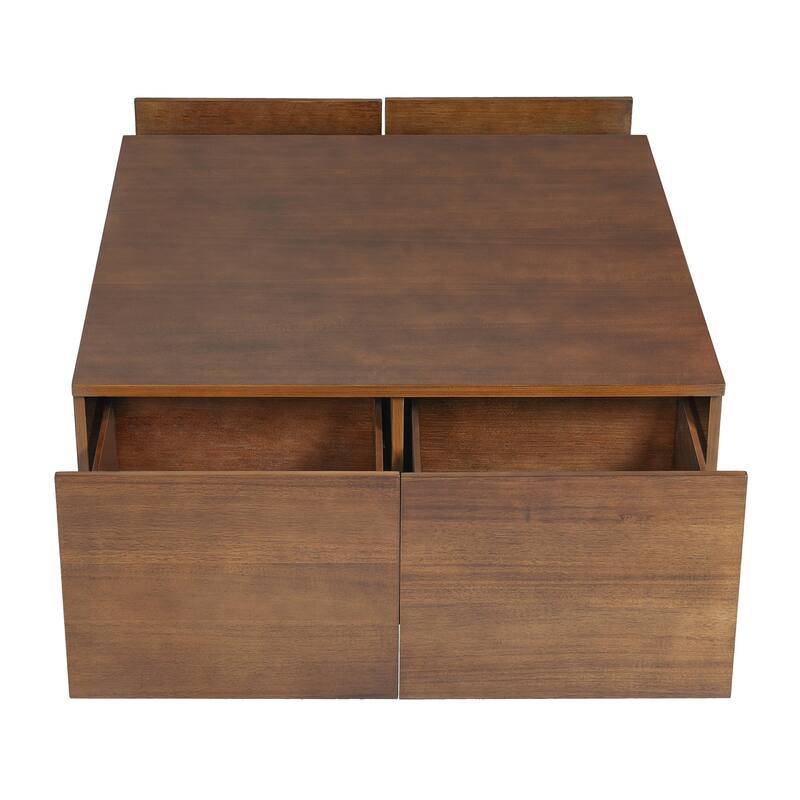 33.25" Square Coffee Table with 4 Storage Drawers