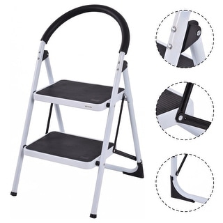 Costway 2 Step Ladder Folding Stool Heavy Duty 330Lbs Capacity