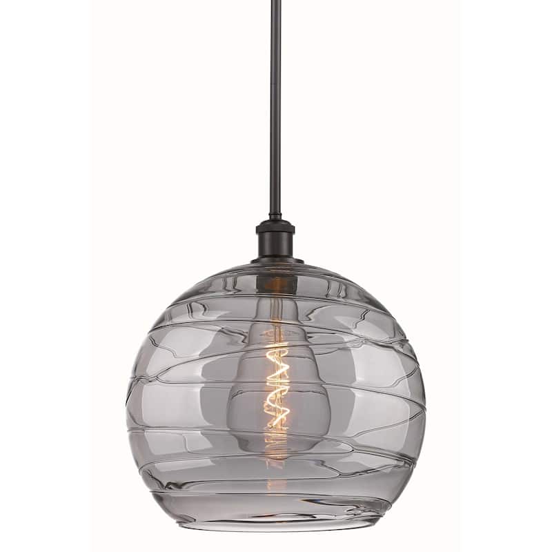 Innovations Lighting 516-1S-16-14 Athens Deco Swirl Pendant Athens - Oil Rubbed Bronze / Light Smoke Deco Swirl
