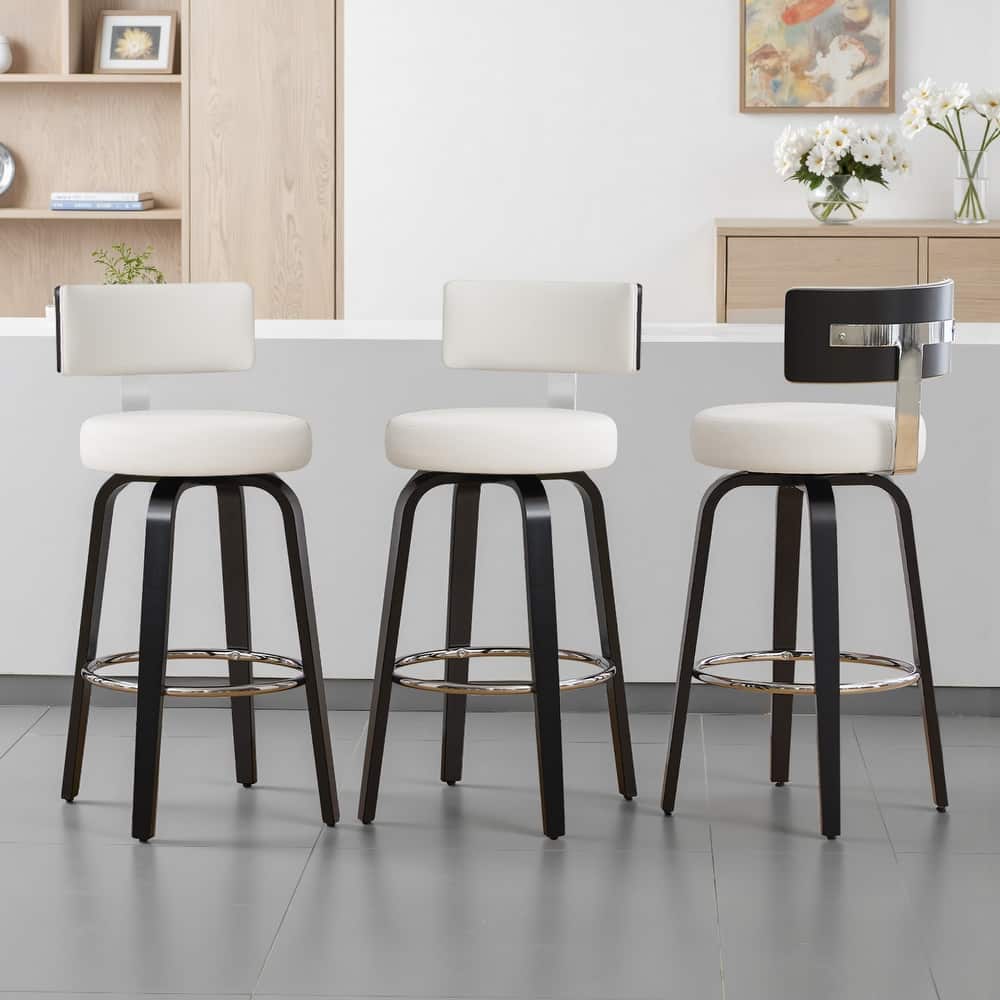 Upholstered Swivel Counter/ Bar Stools with T-Shaped Backrest