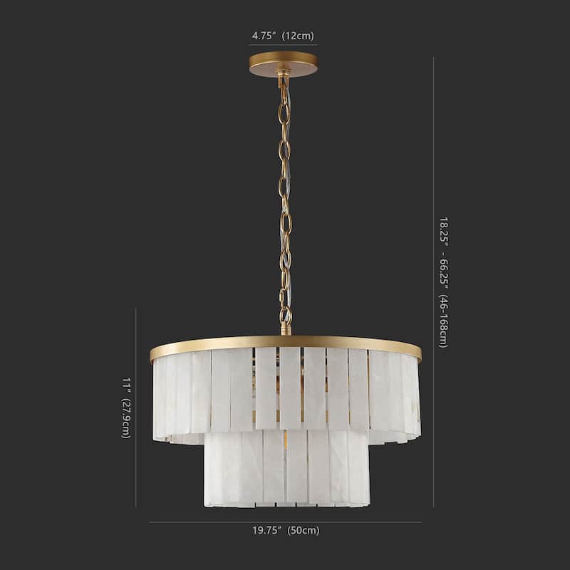 SAFAVIEH Couture Kiandra Marble 2-Tier Chandelier - 19.75 IN W x 19.75 IN D x 18.25 / 66.25 IN H