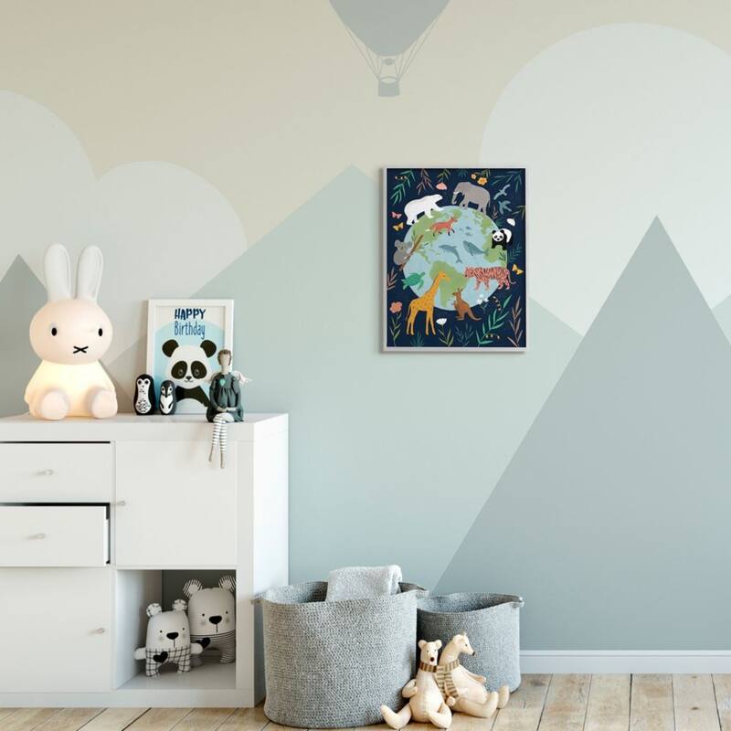 Stupell Jungle Animals and Earth Nature Floral Border Framed Wall Art