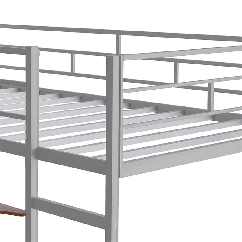 Merax Metal Twin Size Loft Bed with Desk, Shelves