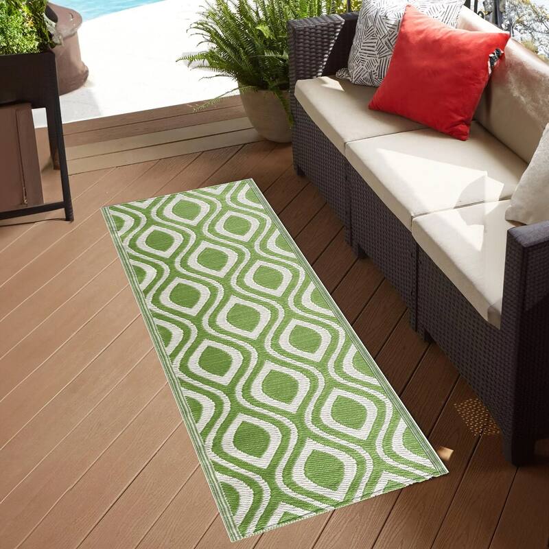 Playa Rug Outdoor Recycled Reversible Plastic Folded Mat/Rug Venice Collection Lightweight & Weather, Water and UV Resistant