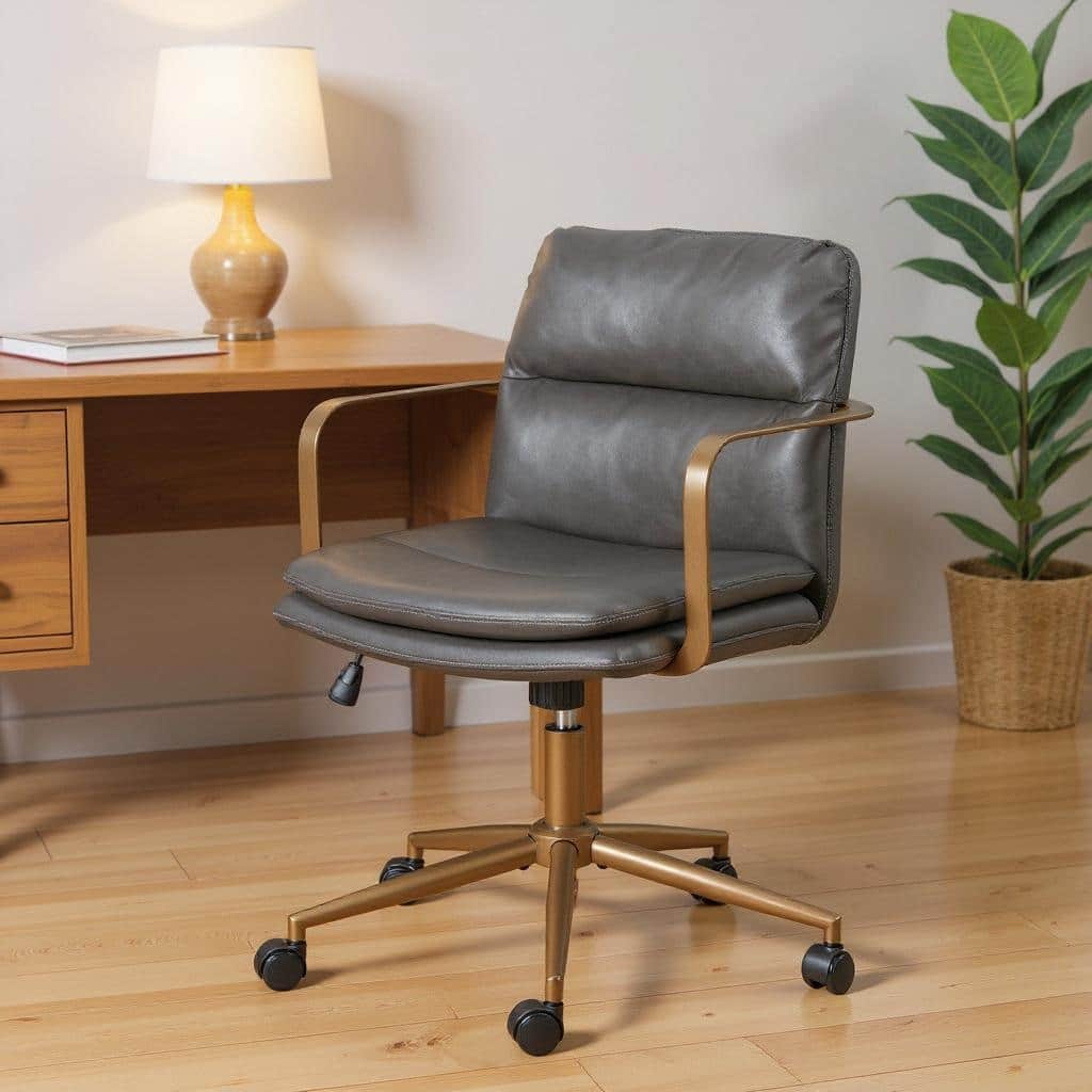 Dark Gray and Bronze Adjustable Height Swivel Rolling Office Chair