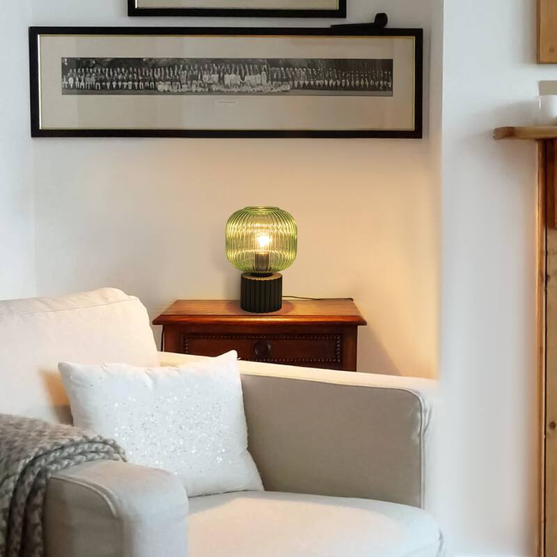 Modern & Contemporary 1-Light Green Accent Table Lamp with Glass Shape