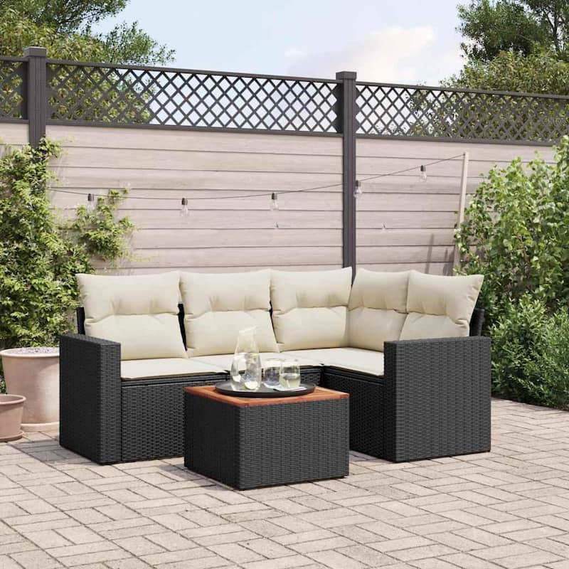 vidaXL Garden Sofa Set Black, Cream White - 71.9 x 50.2 x 33.5