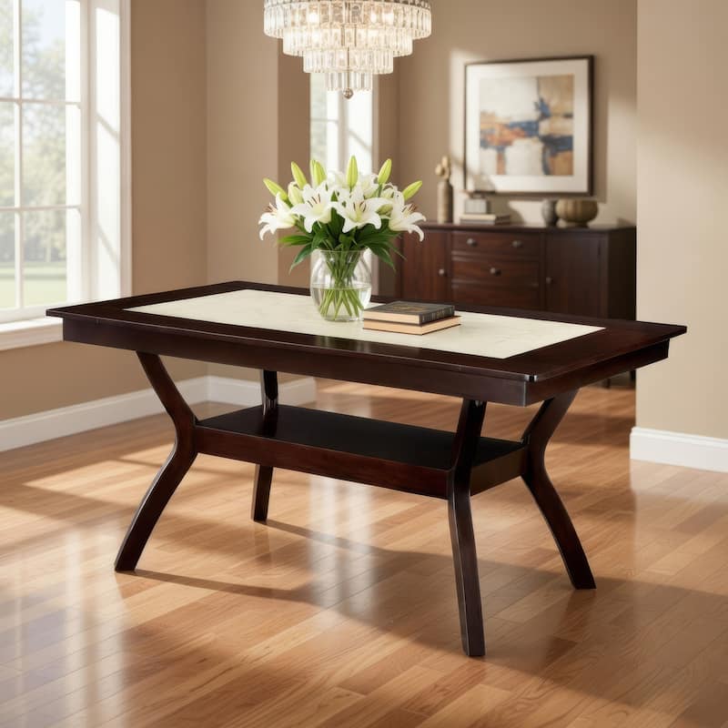 Brent Two-Color Dining Table, Dark Cherry & Ivory Finish