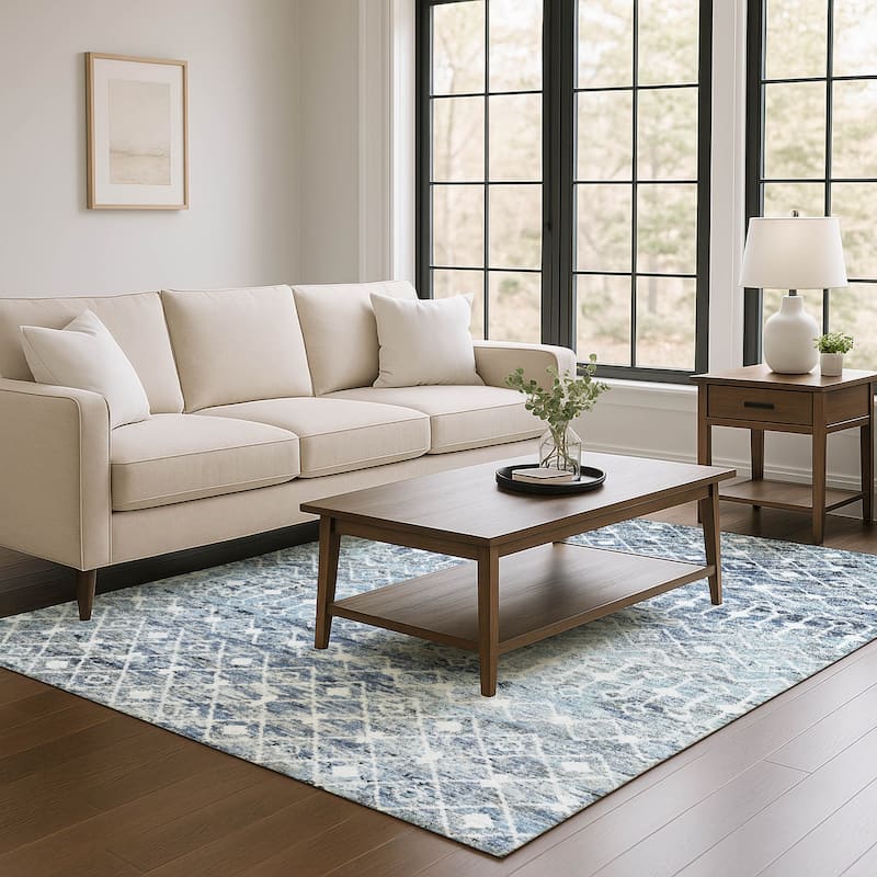 Premium Washable Super Soft Boho Trellis Mayfield Rug - Blue - 2'6" x 3'10"